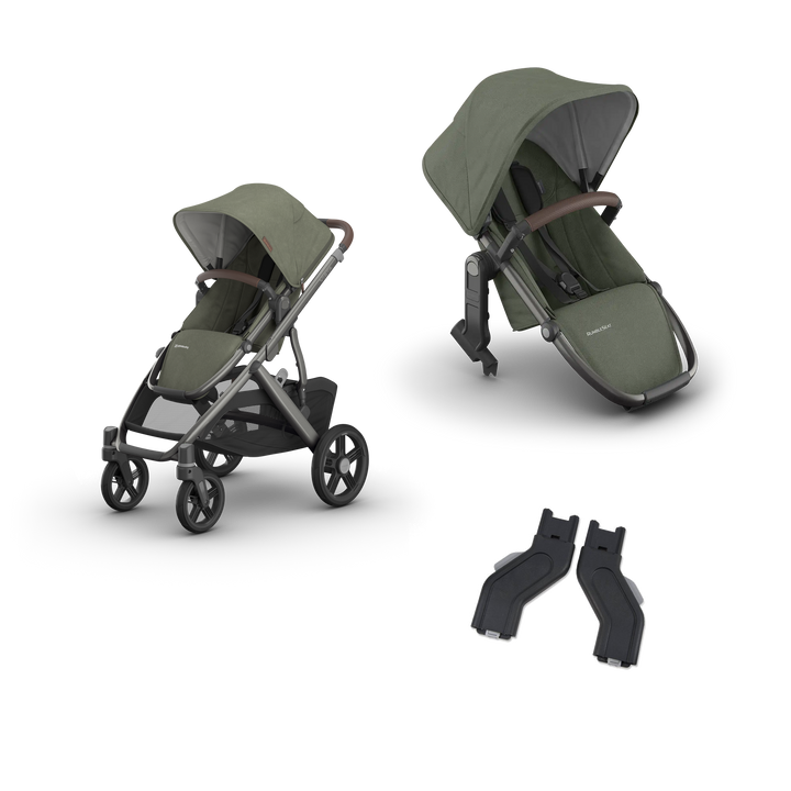 UPPAbaby Vista V3 Growing Family Double Stroller in Evelyn — exact-color transparent all-components cover — CK transparent exact V4