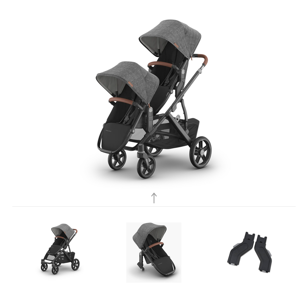 UPPAbaby Vista V3 Growing Family Double Stroller in Greyson — official parent-use configuration and all included components — CK parent-use V3