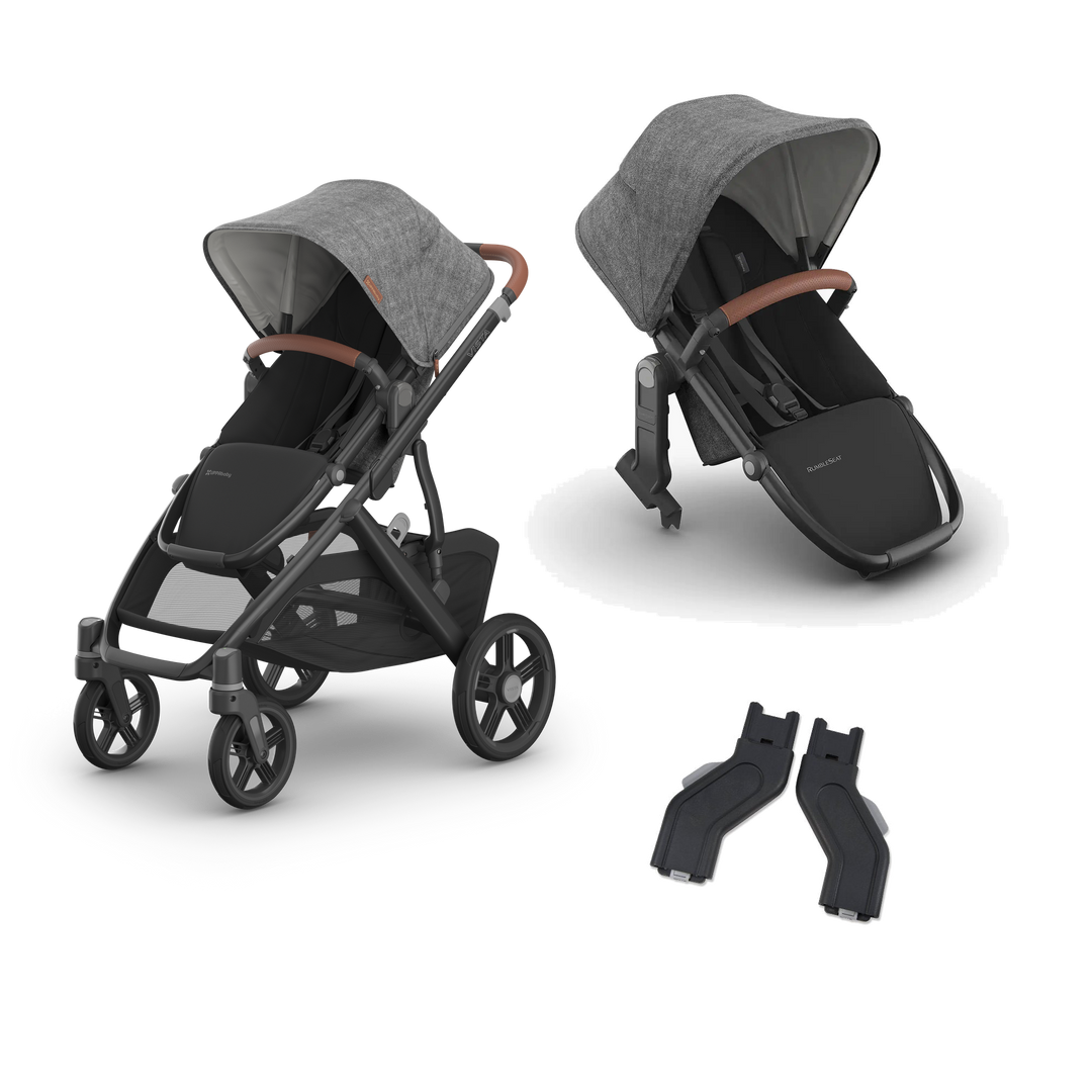 UPPAbaby Vista V3 Growing Family Double Stroller in Greyson — exact-color transparent all-components cover — CK transparent exact V4