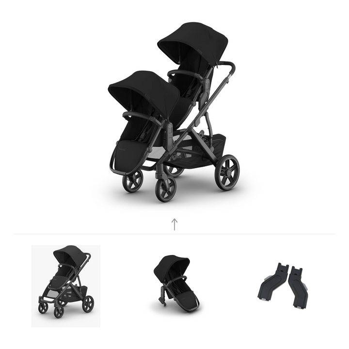 UPPAbaby Vista V3 Growing Family Double Stroller in James — official parent-use configuration and all included components — CK parent-use V3