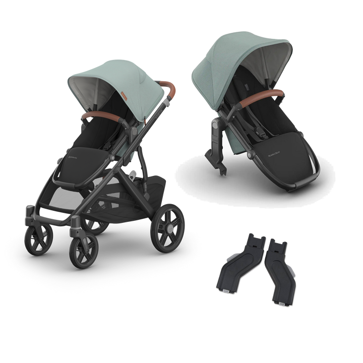 UPPAbaby Vista V3 Growing Family Double Stroller in Kenzi — exact-color transparent all-components cover — CK transparent exact V4