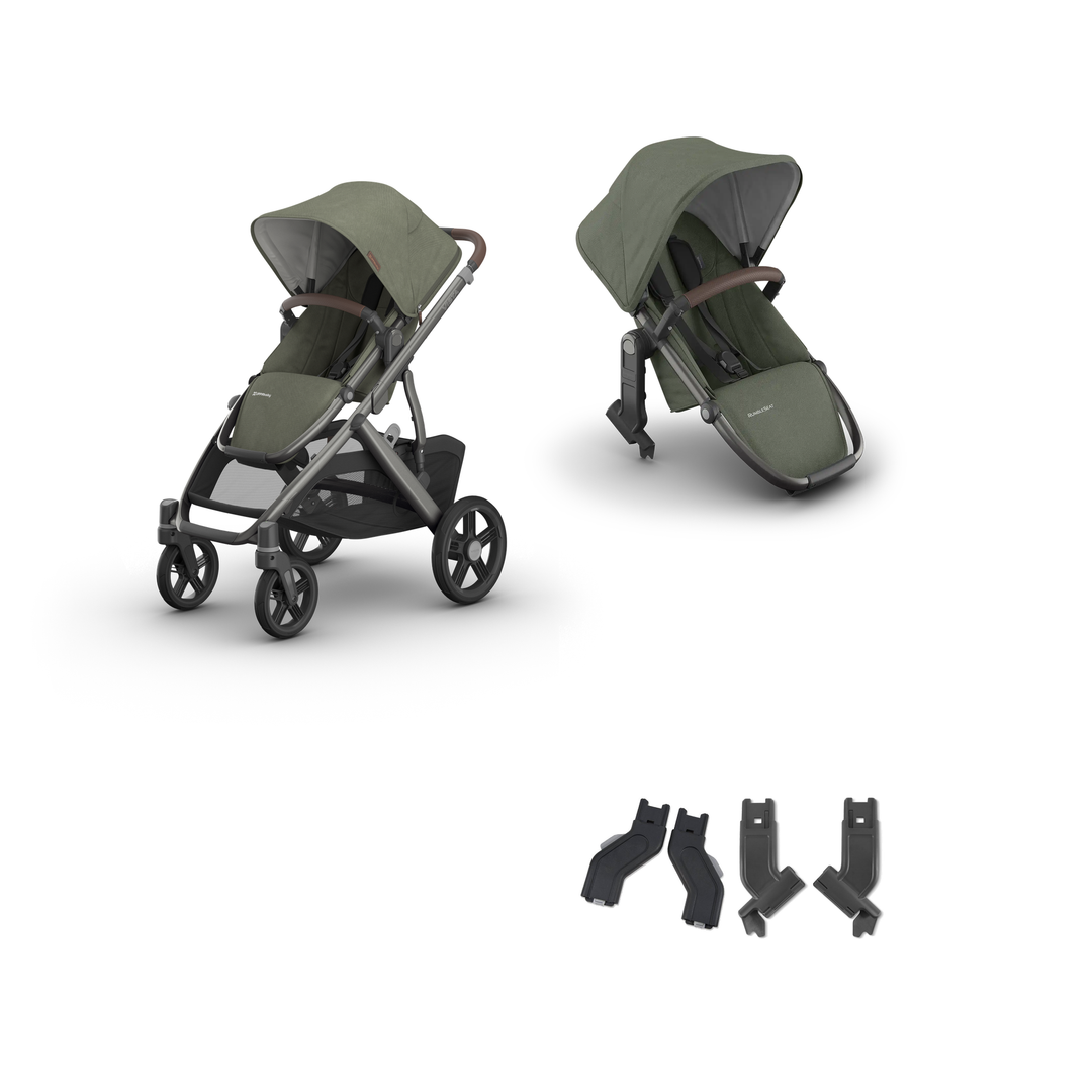 UPPAbaby Vista V3 Growing Family Double Stroller in Evelyn — all included components