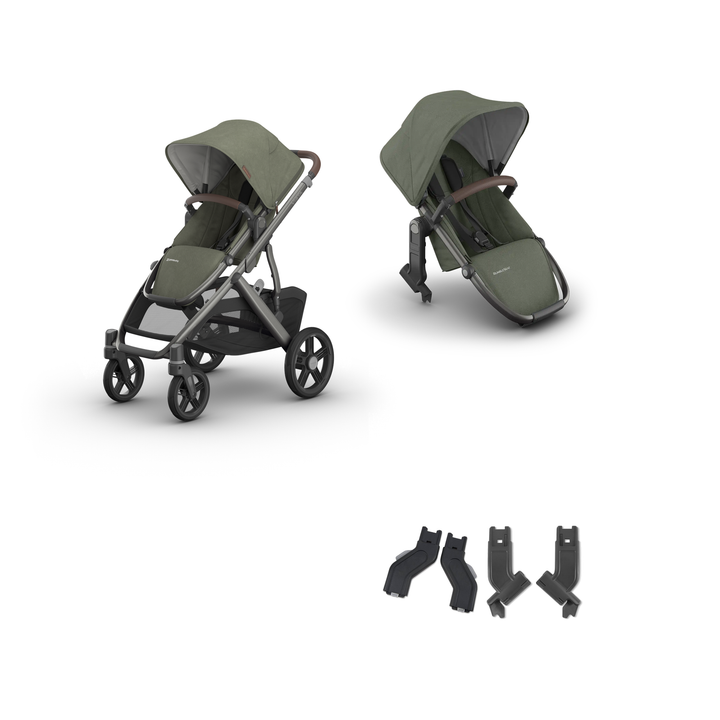 UPPAbaby Vista V3 Growing Family Double Stroller in Evelyn — all included components