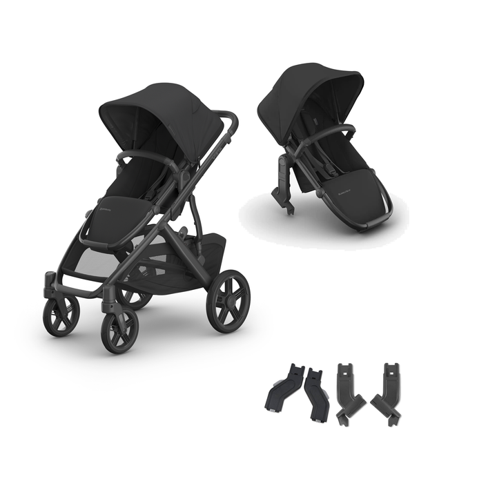 UPPAbaby Vista V3 Growing Family Double Stroller in Jake — all included components