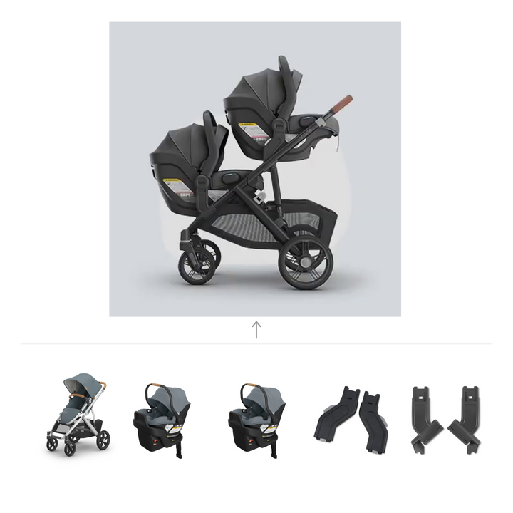 UPPAbaby Vista V3 Twin Aria V2 Travel System in Callum — official parent-use configuration and all included components — CK parent-use V3