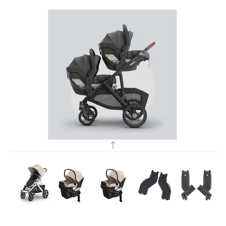 UPPAbaby Vista V3 Twin Aria V2 Travel System in Declan — official parent-use configuration and all included components — CK parent-use V3