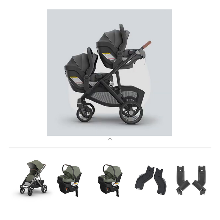 UPPAbaby Vista V3 Twin Aria V2 Travel System in Evelyn — official parent-use configuration and all included components — CK parent-use V3