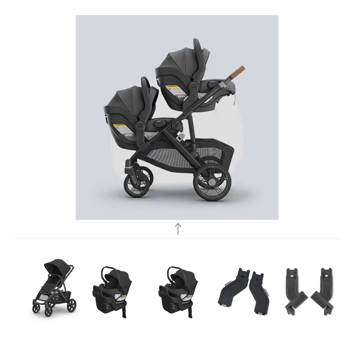 UPPAbaby Vista V3 Twin Aria V2 Travel System in Jake — official parent-use configuration and all included components — CK parent-use V3