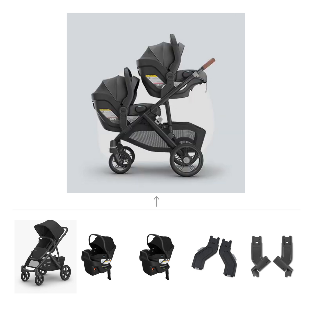 UPPAbaby Vista V3 Twin Aria V2 Travel System in James — official parent-use configuration and all included components — CK parent-use V3