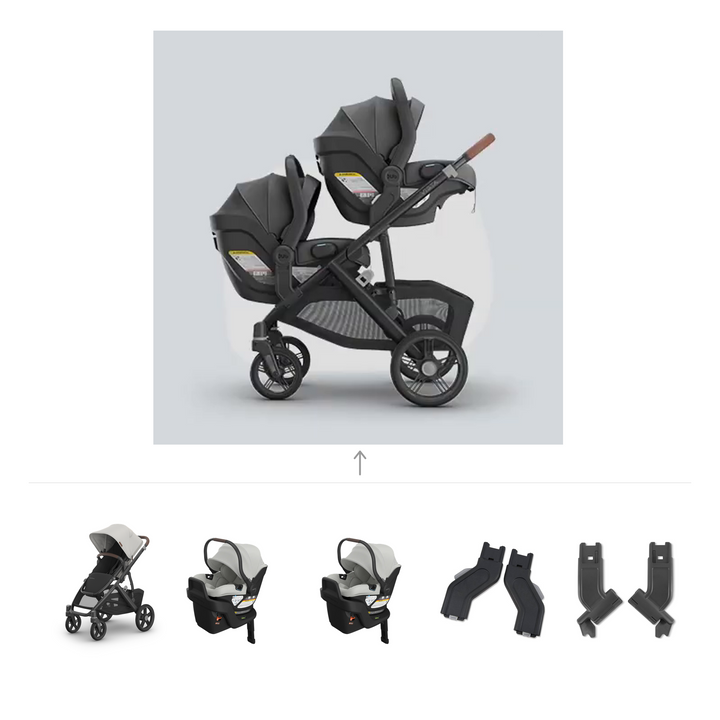 UPPAbaby Vista V3 Twin Aria V2 Travel System in Savannah — official parent-use configuration and all included components — CK parent-use V3