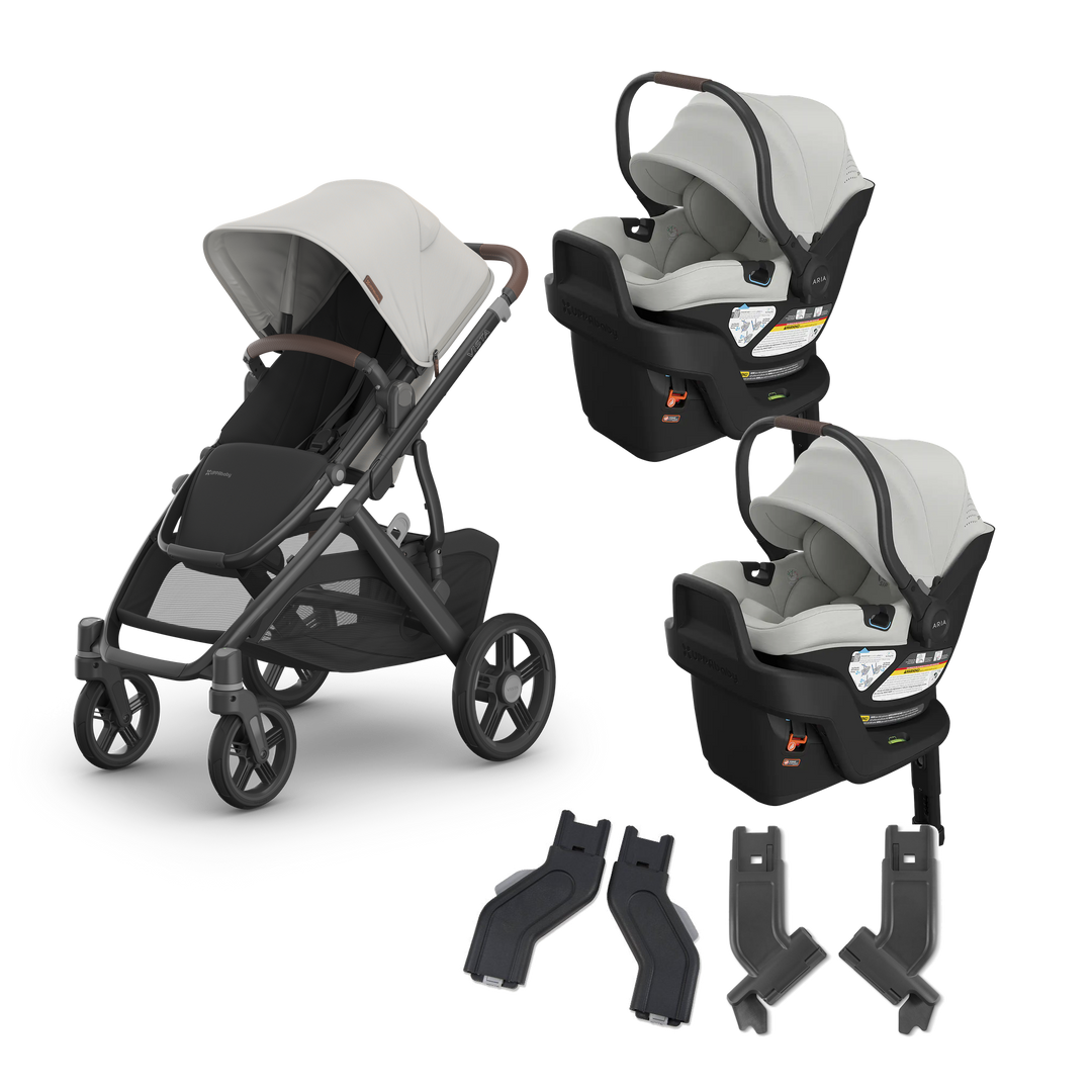 UPPAbaby Vista V3 Twin Aria V2 Travel System in Savannah — exact-color transparent all-components cover — CK transparent exact V4