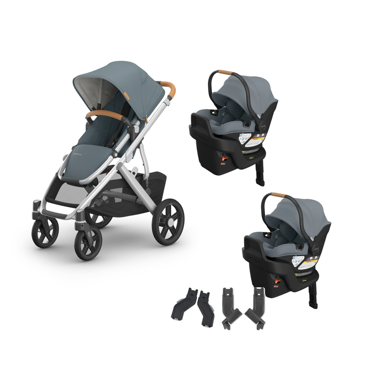 UPPAbaby Vista V3 Twin Aria V2 Travel System in Callum — all included components