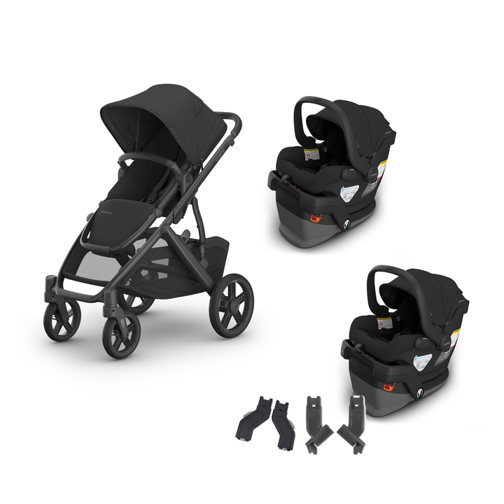 UPPAbaby Vista V3 Twin Mesa V3 Travel System in Jake — all included components