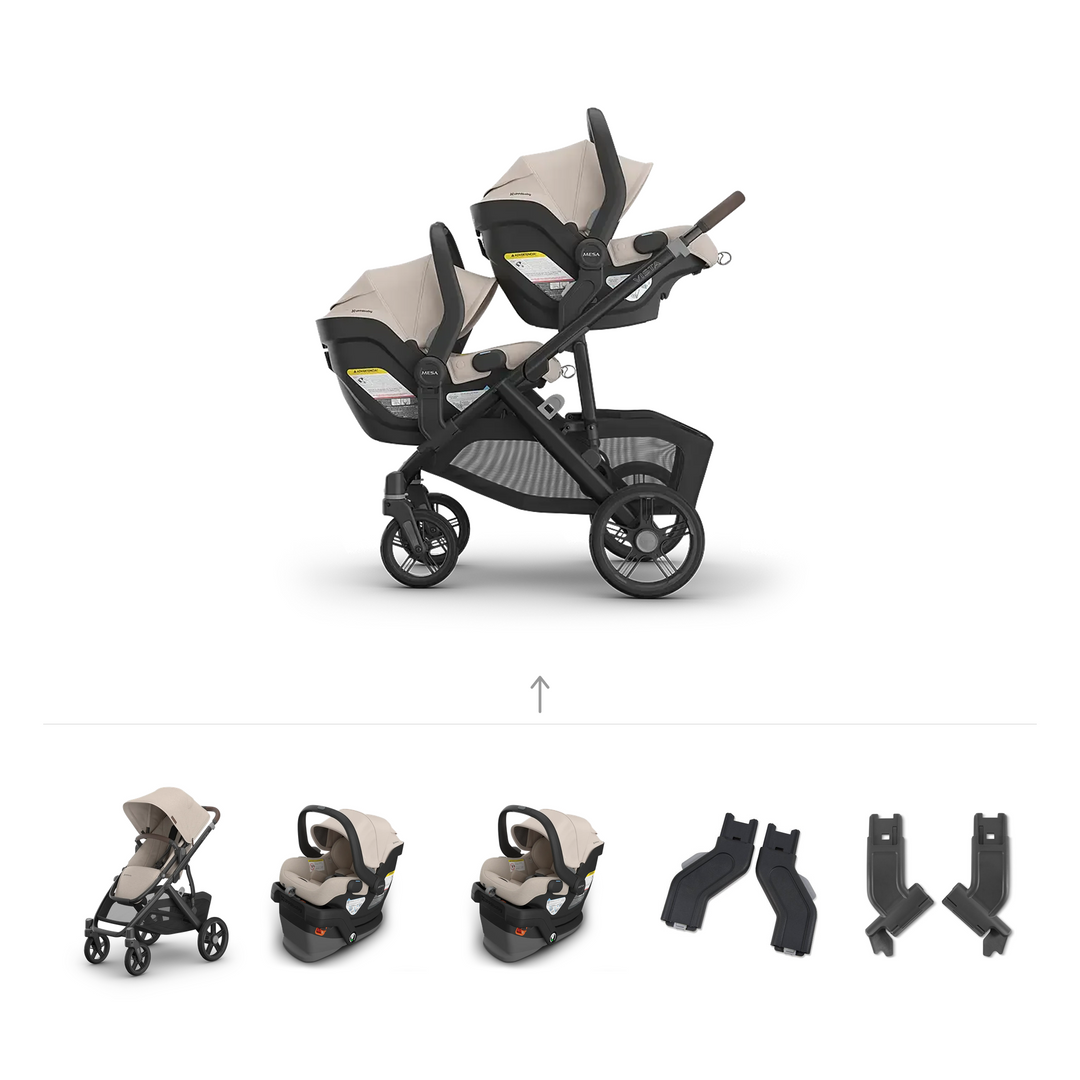 UPPAbaby Vista V3 Twin Mesa V3 Travel System in Ada — official parent-use configuration and all included components — CK parent-use V3
