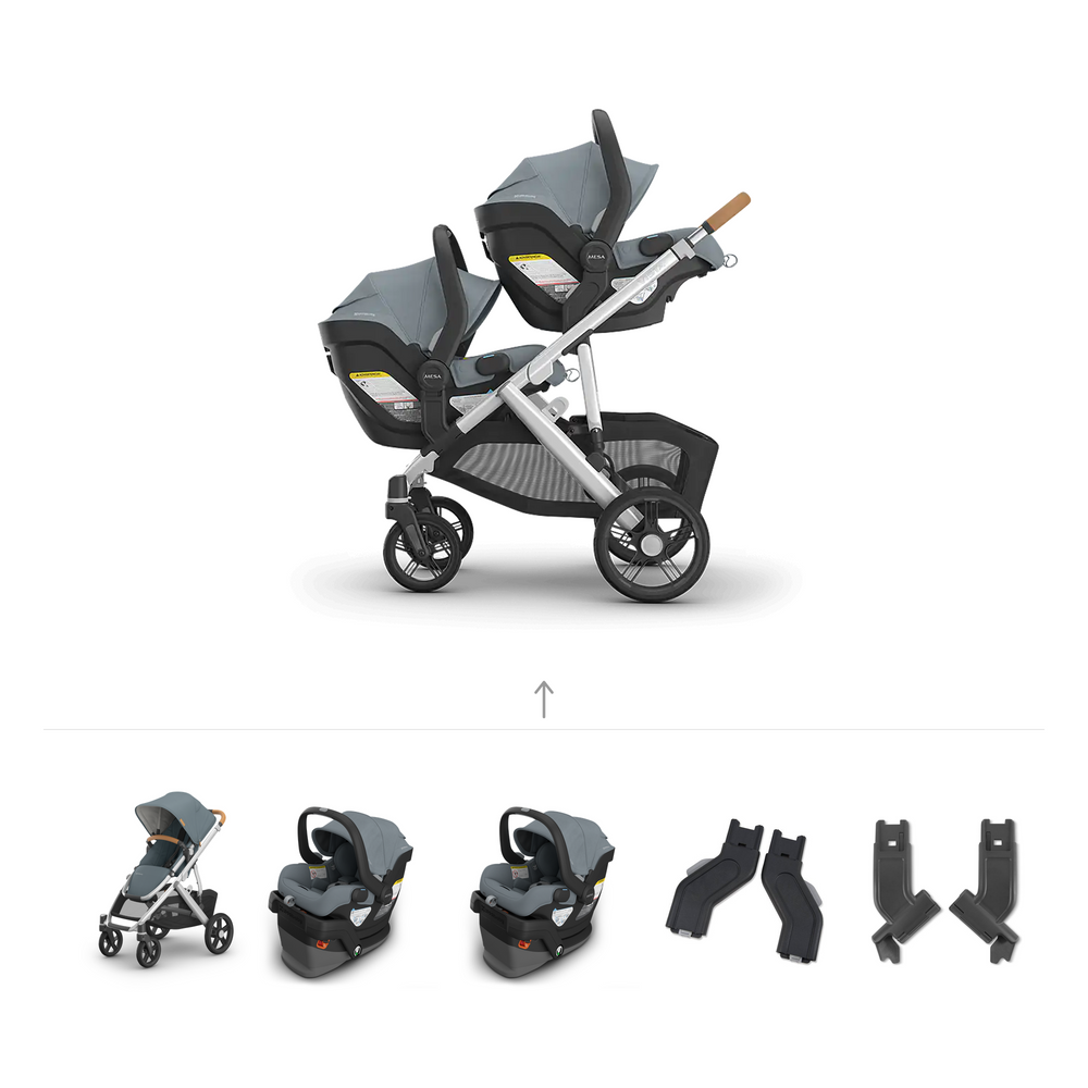 UPPAbaby Vista V3 Twin Mesa V3 Travel System in Callum — official parent-use configuration and all included components — CK parent-use V3