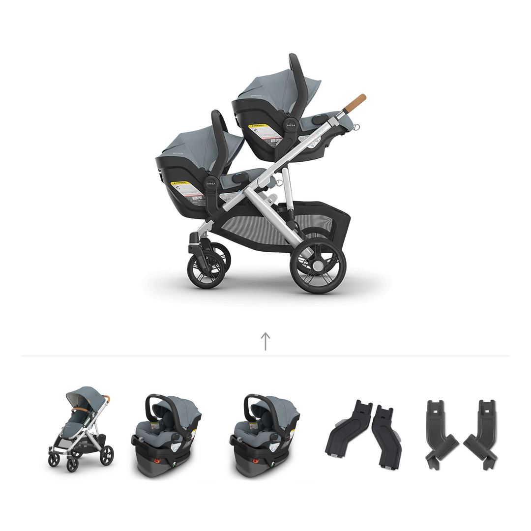 UPPAbaby Vista V3 Twin Mesa V3 Travel System in Callum — official parent-use configuration and all included components — CK parent-use V3