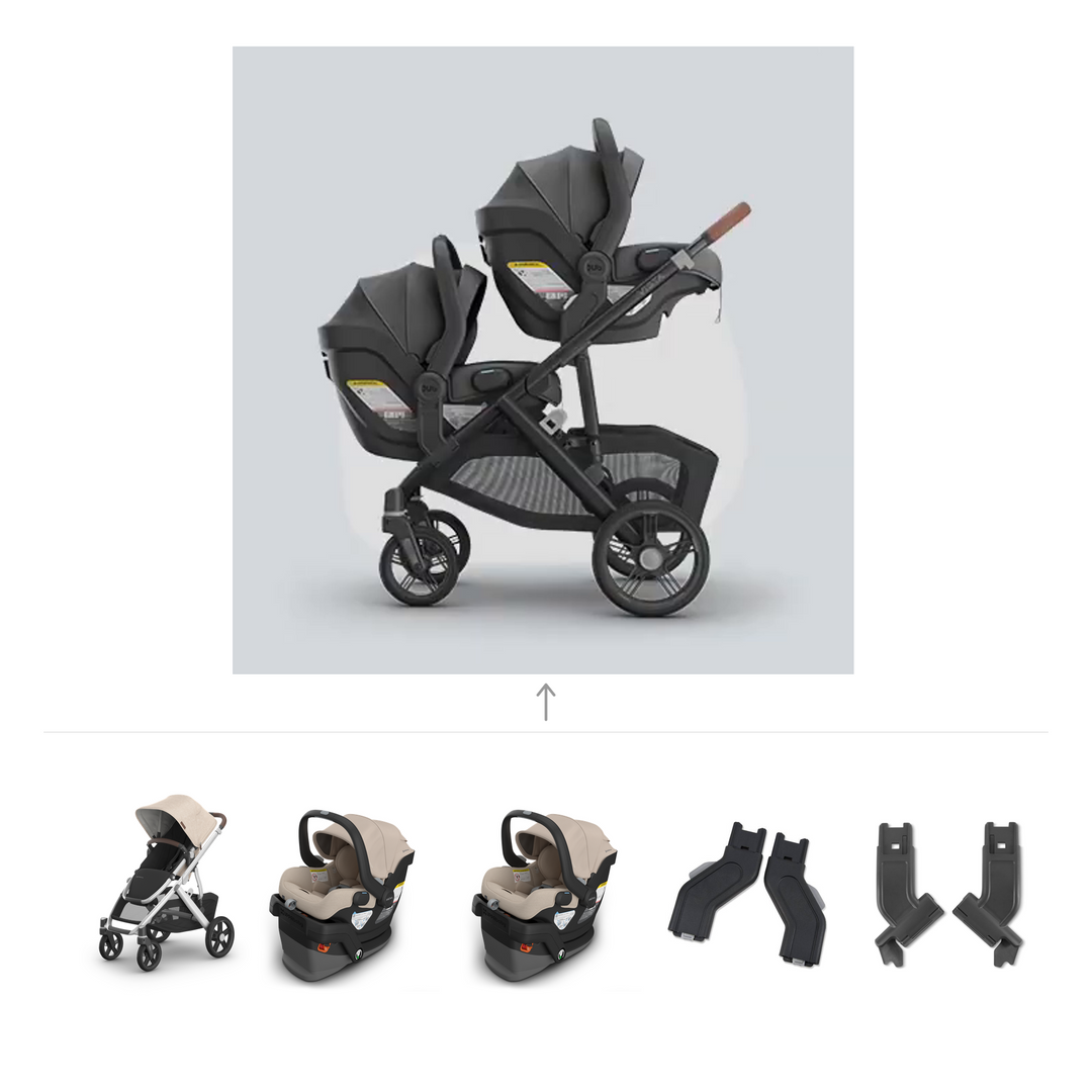 UPPAbaby Vista V3 Twin Mesa V3 Travel System in Declan — official parent-use configuration and all included components — CK parent-use V3