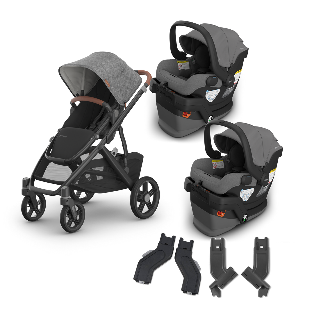 UPPAbaby Vista V3 Twin Mesa V3 Travel System in Greyson — exact-color transparent all-components cover — CK transparent exact V4