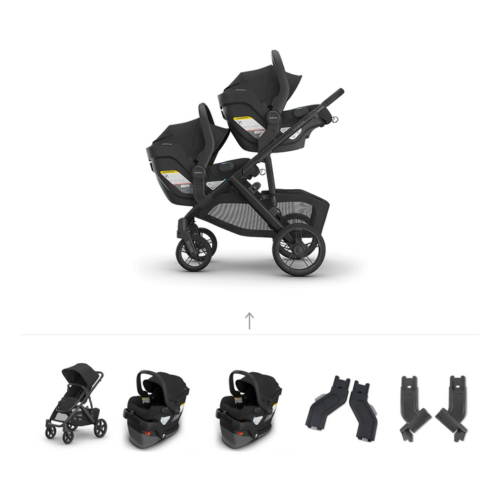 UPPAbaby Vista V3 Twin Mesa V3 Travel System in Jake — official parent-use configuration and all included components — CK parent-use V3