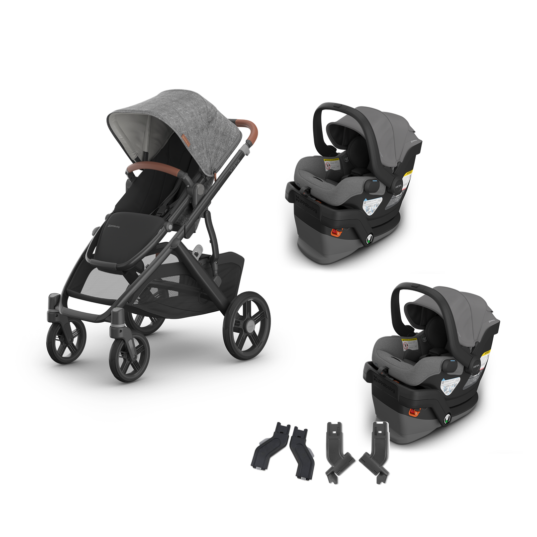 UPPAbaby Vista V3 Twin Mesa V3 Travel System in Greyson — all included components