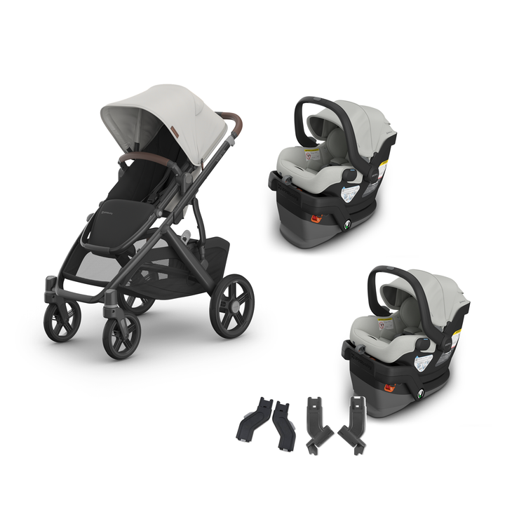UPPAbaby Vista V3 Twin Mesa V3 Travel System in Savannah — all included components