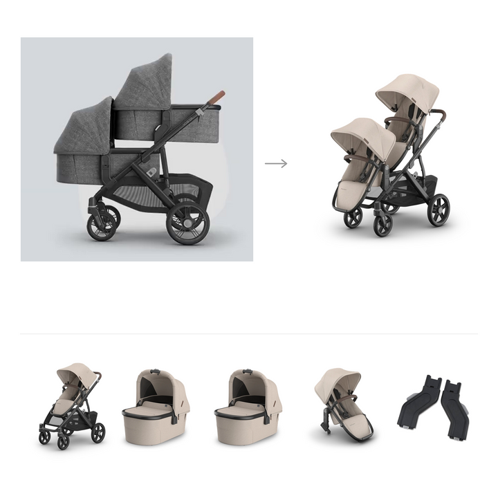 UPPAbaby Vista V3 Twin Bassinet Grow Stroller in Ada — official parent-use configuration and all included components — CK parent-use V3