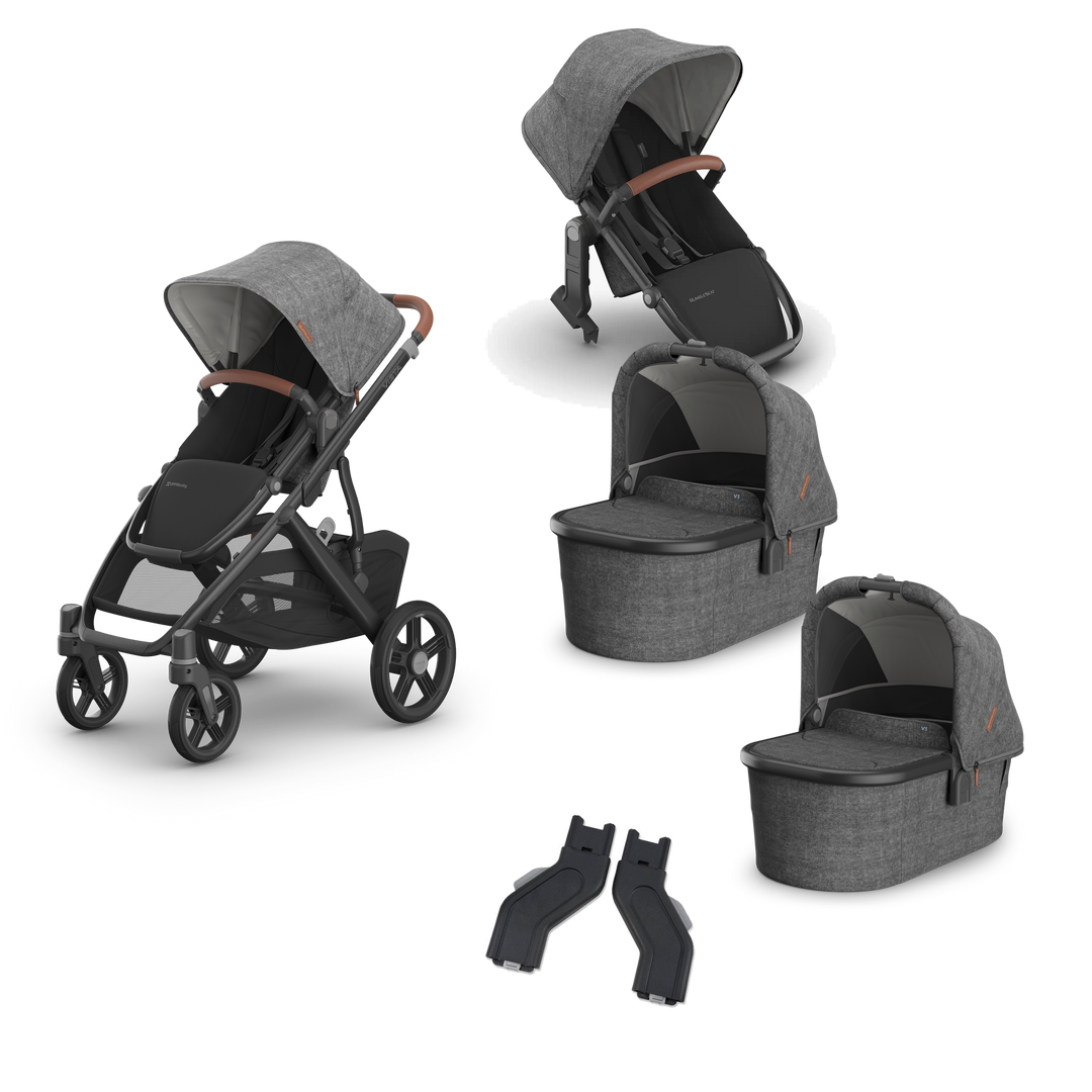 UPPAbaby Vista V3 Twin Bassinet Grow Stroller in Greyson — exact-color transparent all-components cover — CK transparent exact V4