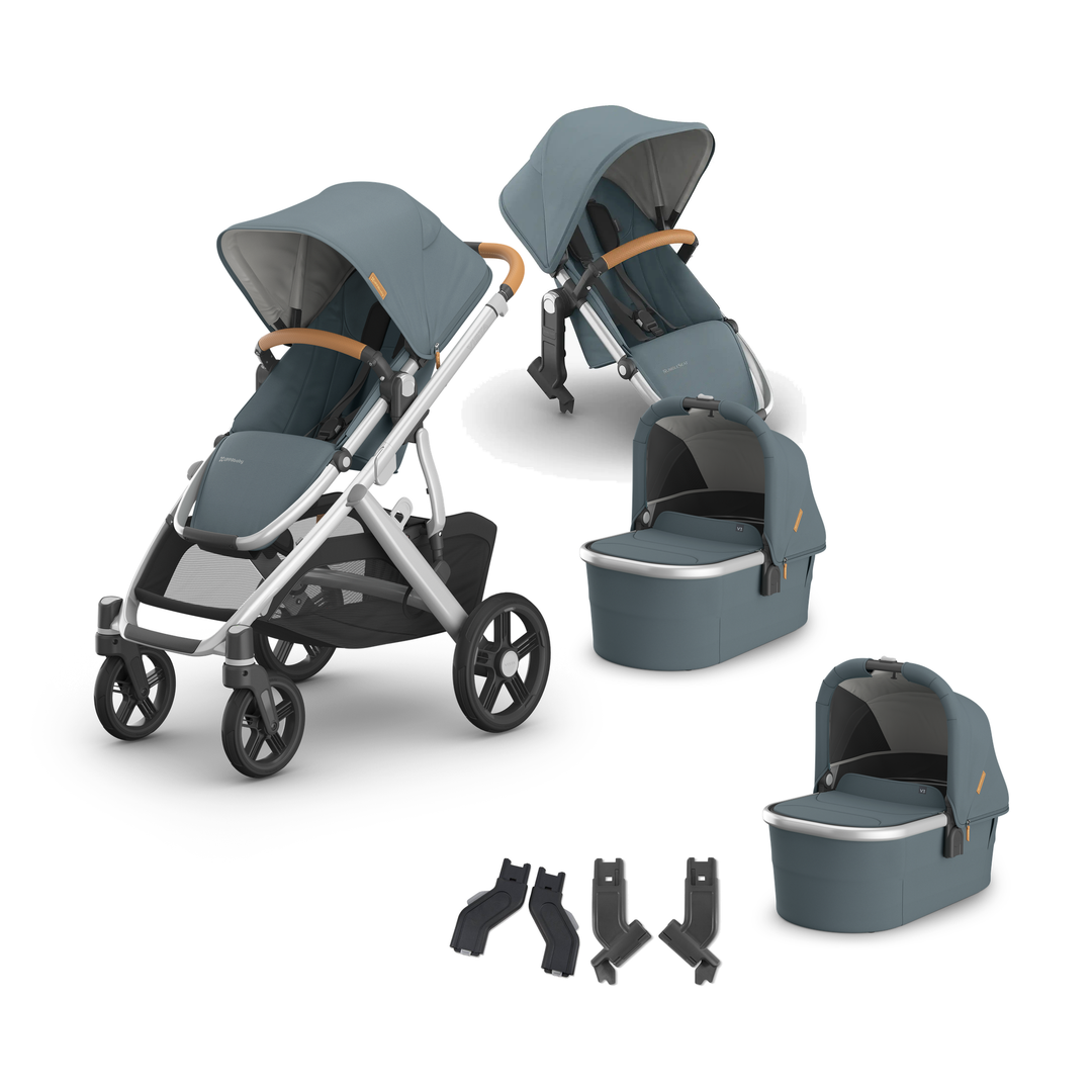 UPPAbaby Vista V3 Twin Bassinet Grow Stroller in Callum — all included components
