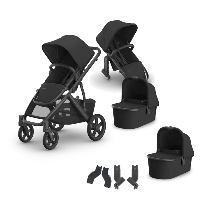 UPPAbaby Vista V3 Twin Bassinet Grow Stroller in Jake — all included components