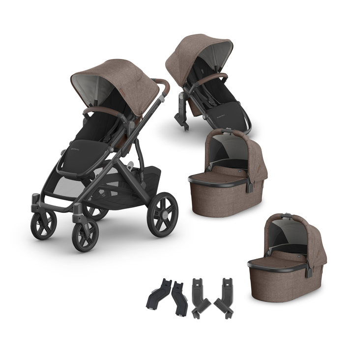 UPPAbaby Vista V3 Twin Bassinet Grow Stroller in Owen — all included components