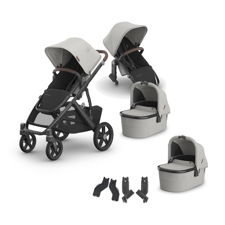 UPPAbaby Vista V3 Twin Bassinet Grow Stroller in Savannah — all included components