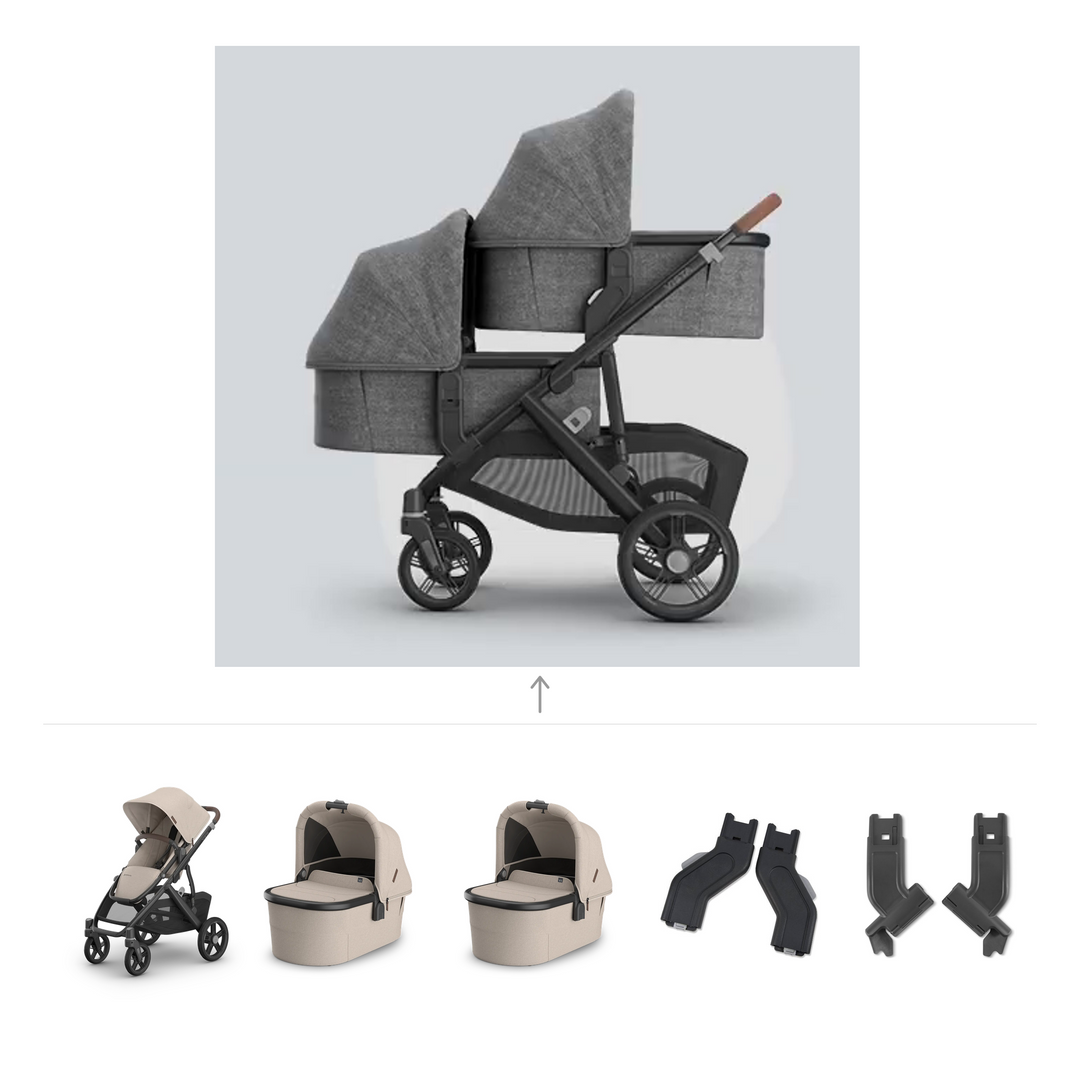 UPPAbaby Vista V3 Twin Bassinet Stroller in Ada — official parent-use configuration and all included components — CK parent-use V3