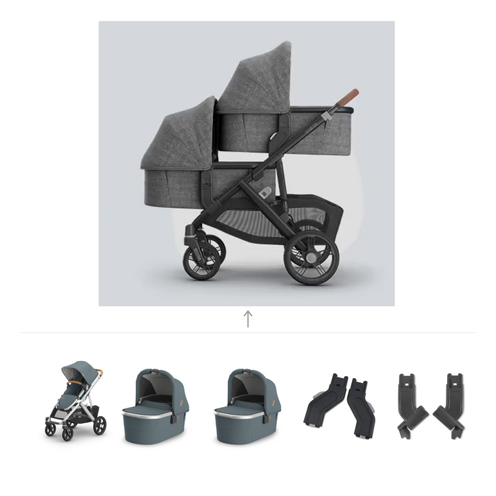 UPPAbaby Vista V3 Twin Bassinet Stroller in Callum — official parent-use configuration and all included components — CK parent-use V3