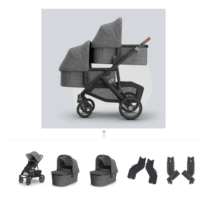 UPPAbaby Vista V3 Twin Bassinet Stroller in Greyson — official parent-use configuration and all included components — CK parent-use V3