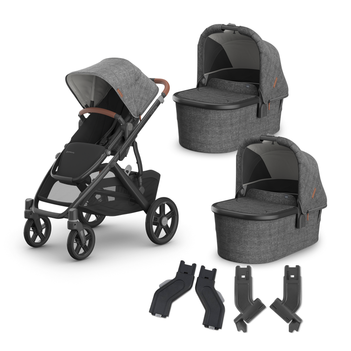 UPPAbaby Vista V3 Twin Bassinet Stroller in Greyson — exact-color transparent all-components cover — CK transparent exact V4