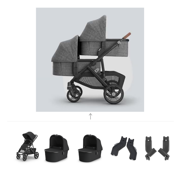 UPPAbaby Vista V3 Twin Bassinet Stroller in Jake — official parent-use configuration and all included components — CK parent-use V3