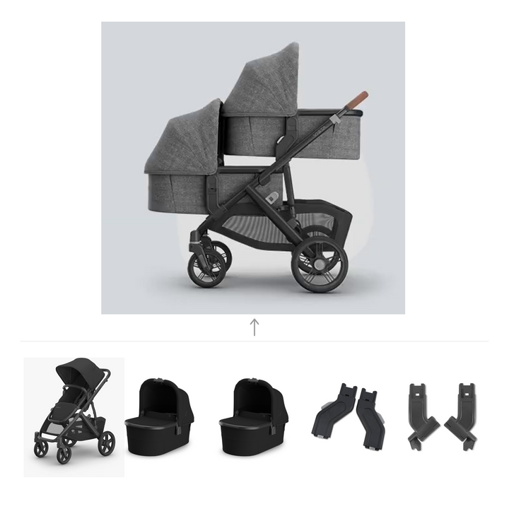 UPPAbaby Vista V3 Twin Bassinet Stroller in James — official parent-use configuration and all included components — CK parent-use V3