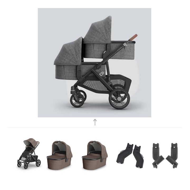 UPPAbaby Vista V3 Twin Bassinet Stroller in Owen — official parent-use configuration and all included components — CK parent-use V3