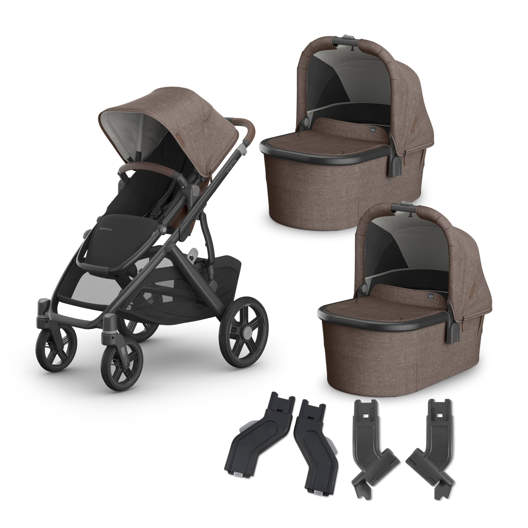 UPPAbaby Vista V3 Twin Bassinet Stroller in Owen — exact-color transparent all-components cover — CK transparent exact V4
