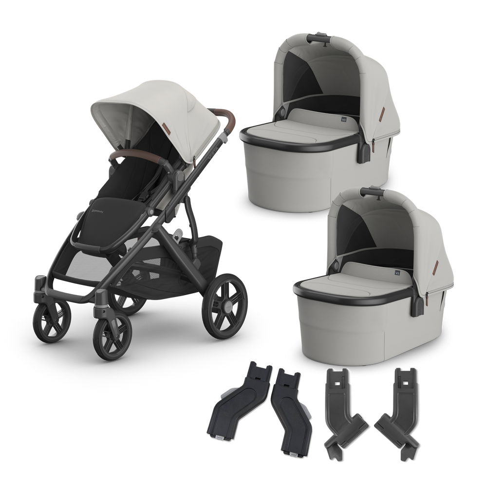 UPPAbaby Vista V3 Twin Bassinet Stroller in Savannah — exact-color transparent all-components cover — CK transparent exact V4