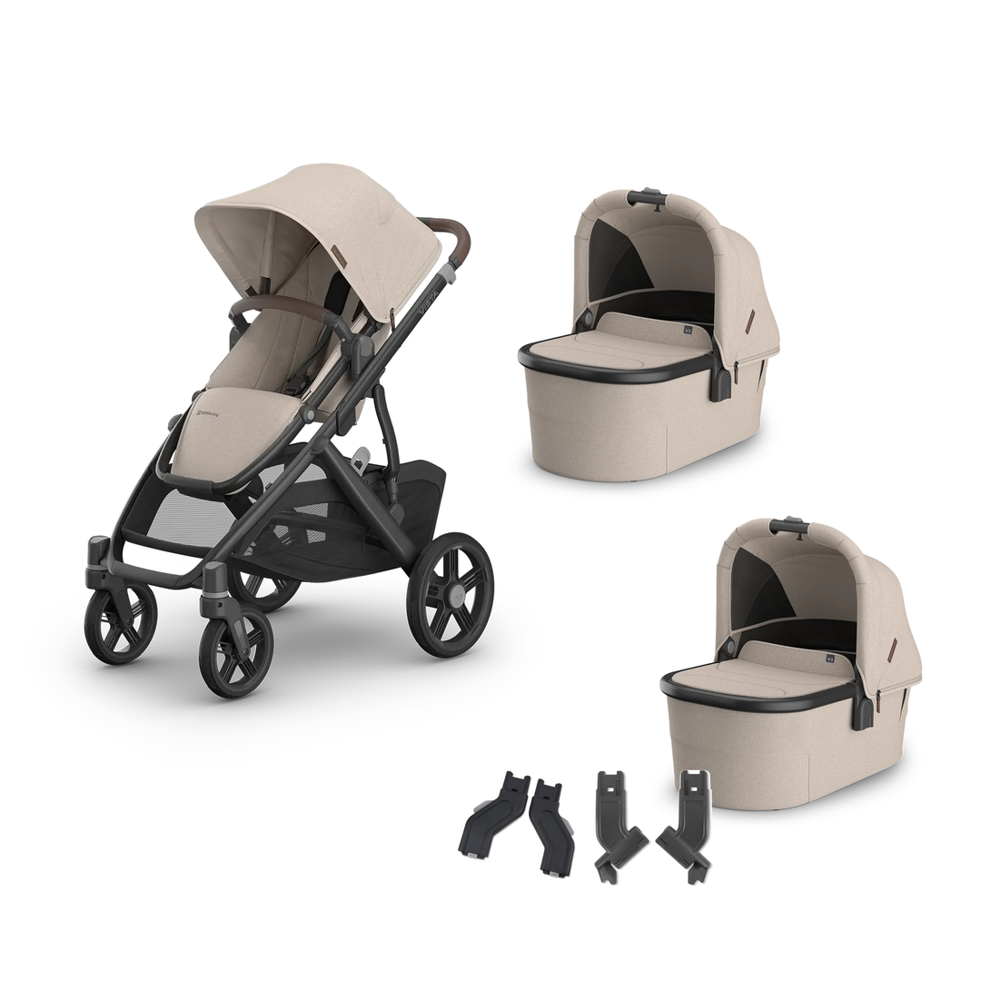UPPAbaby Vista V3 Twin Bassinet Stroller in Ada — all included components