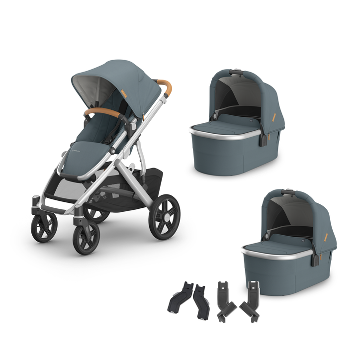 UPPAbaby Vista V3 Twin Bassinet Stroller in Callum — all included components