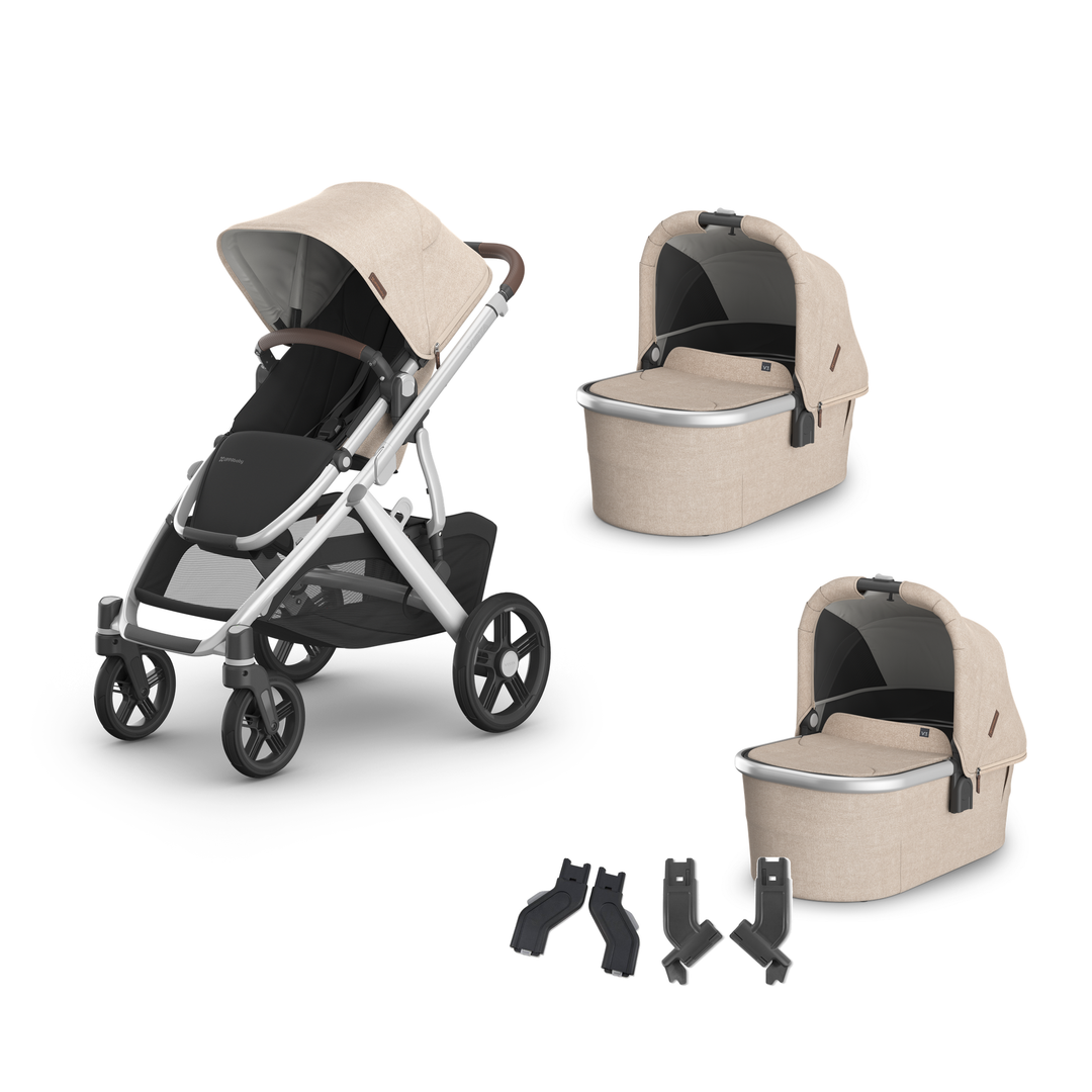 UPPAbaby Vista V3 Twin Bassinet Stroller in Declan — all included components