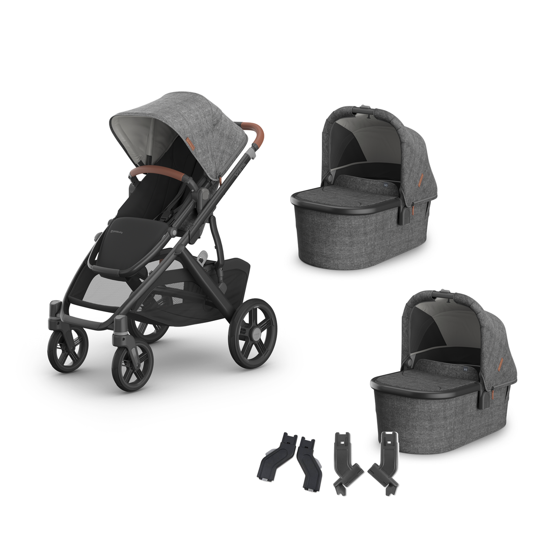 UPPAbaby Vista V3 Twin Bassinet Stroller in Greyson — all included components