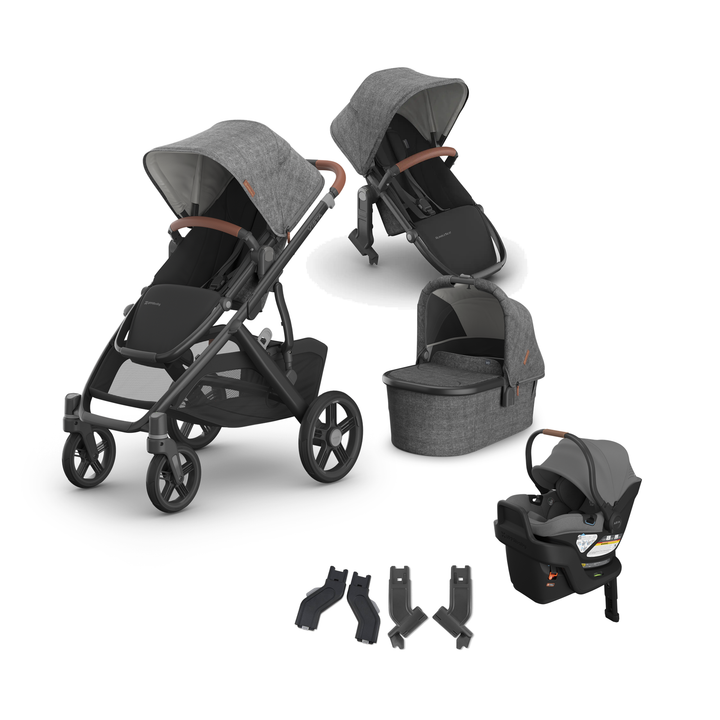 UPPAbaby Vista V3 Aria V2 Mega Bundle in Greyson — all included components