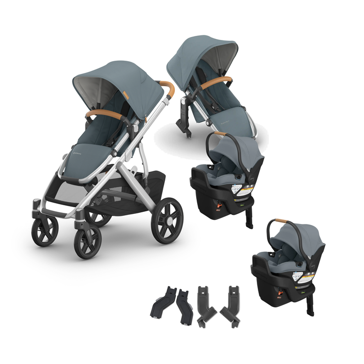 UPPAbaby Vista V3 Twin Aria V2 Grow Travel System in Callum — all included components