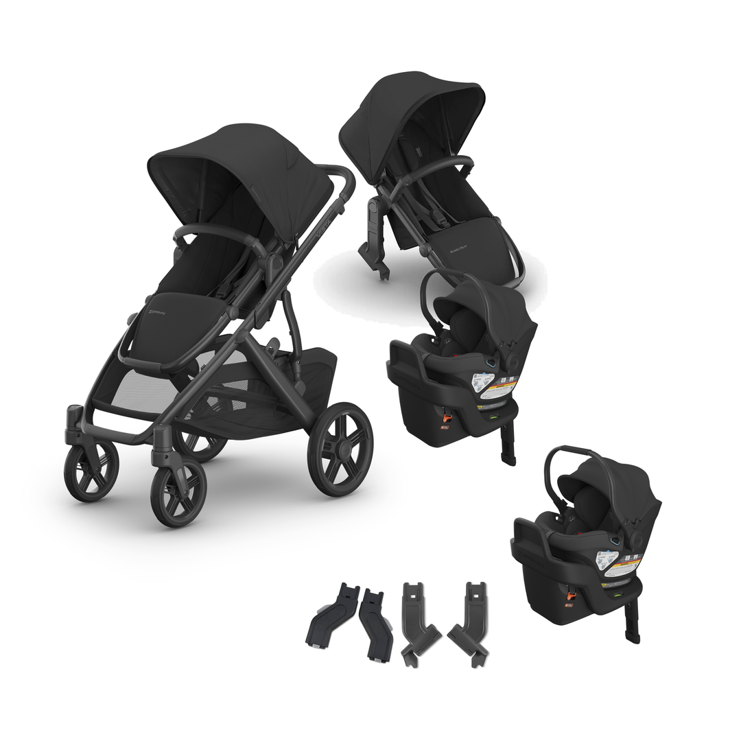 UPPAbaby Vista V3 Twin Aria V2 Grow Travel System in Jake — all included components