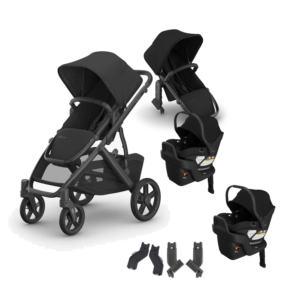 UPPAbaby Vista V3 Twin Aria V2 Grow Travel System in James — all included components