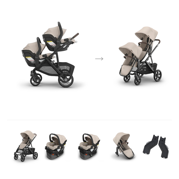 UPPAbaby Vista V3 Twin Mesa V3 Grow Travel System in Ada — official parent-use configuration and all included components — CK parent-use V3