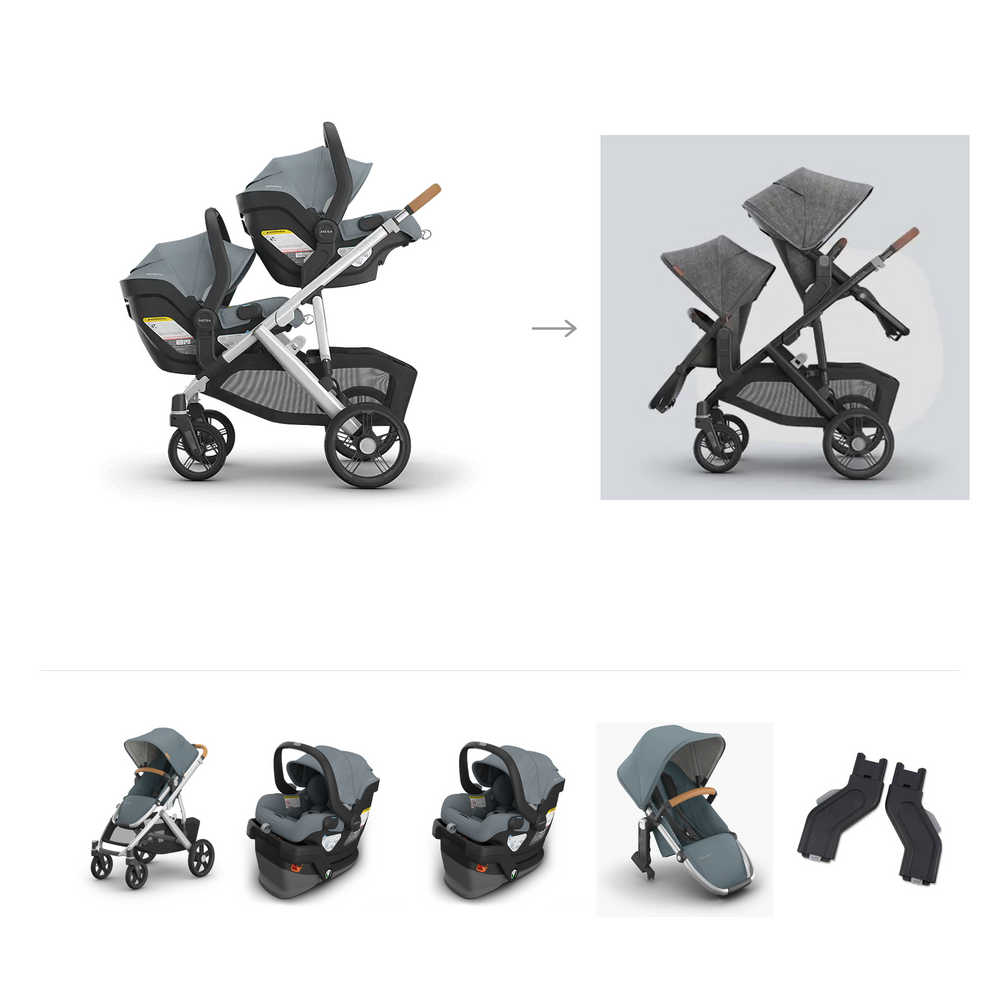 UPPAbaby Vista V3 Twin Mesa V3 Grow Travel System in Callum — official parent-use configuration and all included components — CK parent-use V3